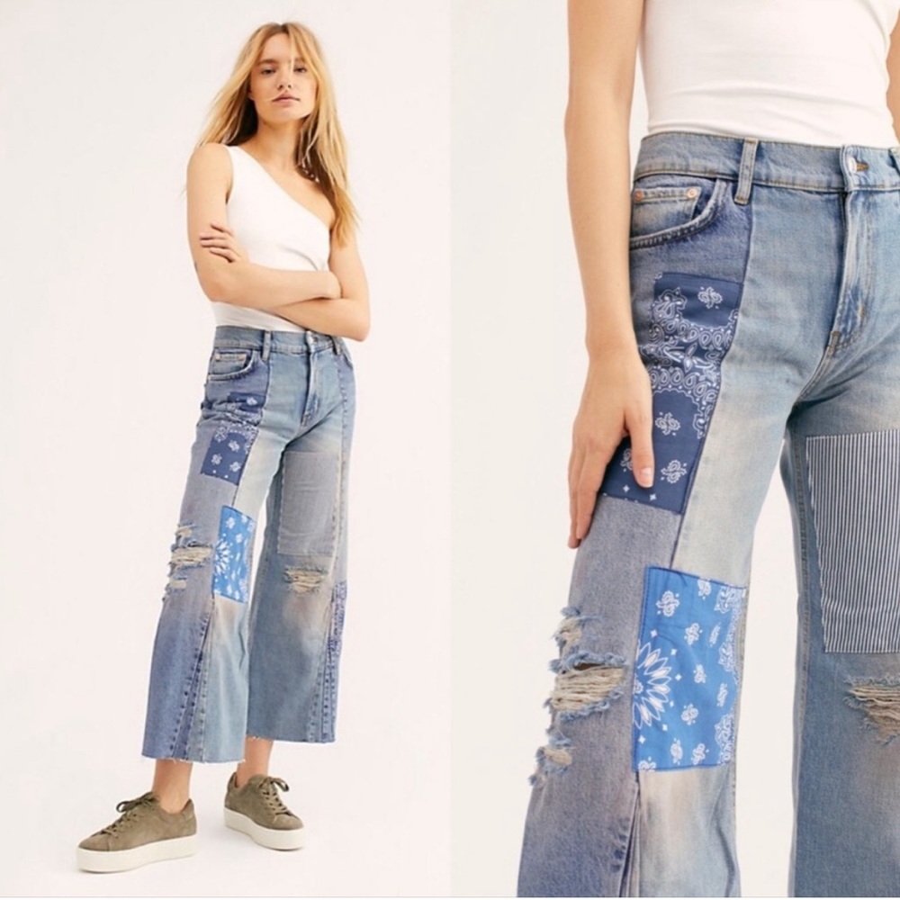 Free People Heart of Gold Wide Leg Jeans 24